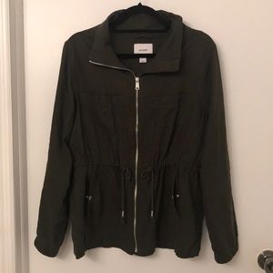 Old Navy Dark Green Light Linen Blend Coat